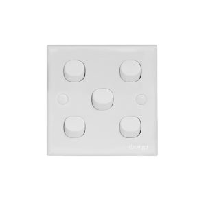 Orange - X5 1 Way 5 Gang 10A Switch
