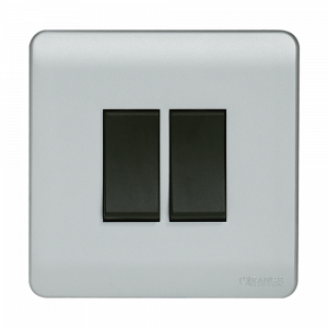 Orange - Socket 1 Way 2 Gang Switch Silver M