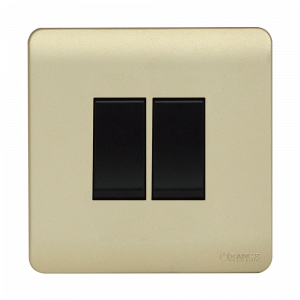 Orange - Socket 1 Way 2 Gang Switch Gold M