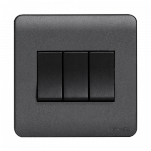 Orange - Socket 1 Way 3 Gang Switch Gunmetal M