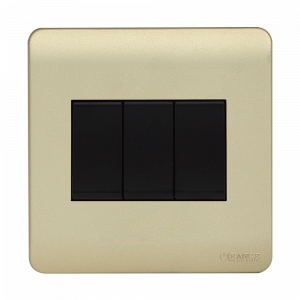 Orange - Socket 1 Way 3 Gang Switch Gold M