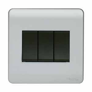 Orange - Socket 1 Way 3 Gang Switch Silver M