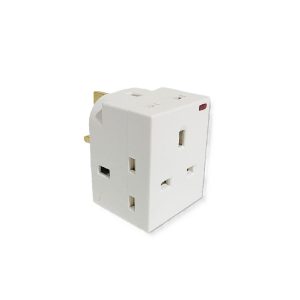 Orange - 13A 3Way Adapter W/Neon &Fuse