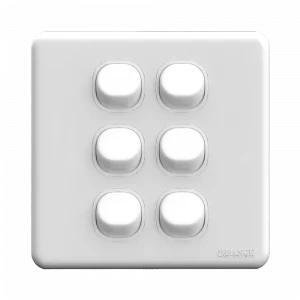 Orange - En 10A 1Way 6Gang Swit C/White
