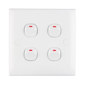 Kevilton - Switch White - 4 Gang 1 Way