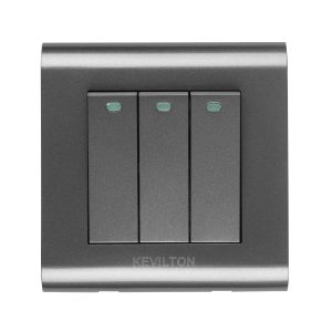 Kevilton - Switch - 3 Gang 2 Way Black Modular