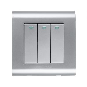 Kevilton - Switch - 3 Gang 2 Way Silver Modular