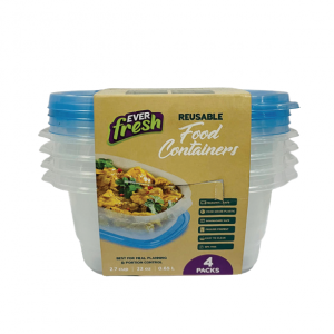 4Pcs Square Canister 0.65L