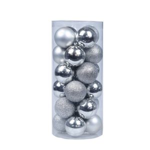 Christmas Tree Decor - Silver, Christmas Ball, Diameter:60Mm, 24Pcs Per Set - Bl003